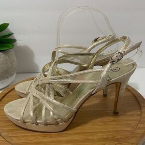 Adrianna Papell Metallic Strappy Heels